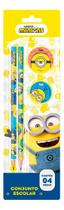 Kit Escolar Tris Minions Com 4 Peças - Lapis Apont Borracha