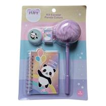 Kit Escolar Unicórnio e Panda Fofy 4 Peças com Caneta Pompom Cor:Panda Kit Escolar Unicórnio e Panda Fofy 4 Peças com Caneta Pompom Cor:Panda