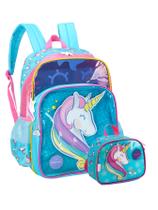 Kit Escolar Unicórnio Luxo Mochila Costas + Lancheira Térmic Kit Escolar Unicórnio Luxo Mochila Costas + Lancheira Térmic