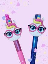 Kit Escolar Unicórnio tesoura e borracha ou lapis pompom ou caneta esferografica unicornio fofo kawai material escoalar