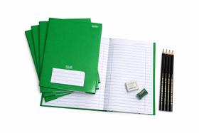Kit Escolar Verde - 4 Cadernos Brochura Capa Dura 48 folhas + Lápis, Borracha e Apontador Kit Escolar Verde - 4 Cadernos Brochura Capa Dura 48 folhas + Lápis, Borracha e Apontador