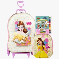 Kit Escolar Viagem Mochila com Lancheira Escolar 3d Infantil Disney Princesa Bela Maxtoy