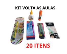 Kit Escolar Voltas Aulas 20 Itens Caneta Lápis Borracha Apontador Ensino Médio e Fundamental