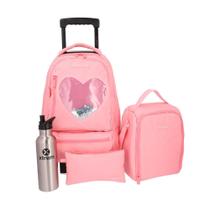 Kit Escolar Xtrem 4 Peças Run Pack 295 Coração Rosa Kit Escolar Xtrem 4 Peças Run Pack 295 Coração Rosa