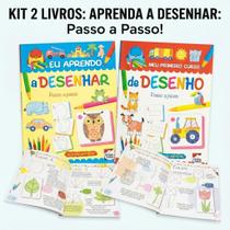 Kit Escolinha de Desenho 2 Livros para Pequenos Artistas Aprenda a Desenhar Passo a Passo