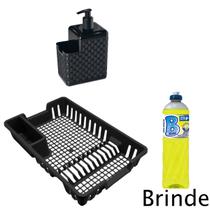 Kit Escorredor 12 Pratos e Dispenser + BRINDE detergente