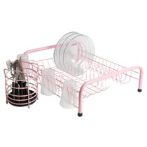 Kit Escorredor de Louça Cama Porta Talher 4 cores Rosa Preto