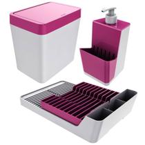 Kit Escorredor de Louça + Lixeira + Dispenser P/ Detergente - Crippa