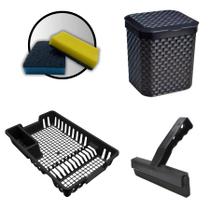 Kit Escorredor De Louça Rodo De Pia Lixeira 5L Esponjas Kit Escorredor De Louça Rodo De Pia Lixeira 5L Esponjas