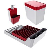 Kit Escorredor De Louças + Porta Detergente + Lixeira - Branco Crippa Kit Escorredor De Louças + Porta Detergente + Lixeira - Branco Crippa