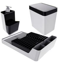 Kit Escorredor De Louças + Porta Detergente + Lixeira - Branco Crippa