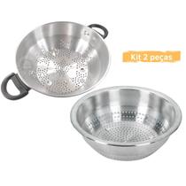 Kit Escorredor de macarrão + escorredor de arroz alumínio polido Kit Escorredor de macarrão + escorredor de arroz alumínio polido