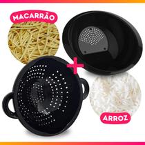 Kit Escorredor De Macarrão Massas+ Lavador Arroz Peneira Pote de Plástico Kit Escorredor De Macarrão Massas+ Lavador Arroz Peneira Pote de Plástico