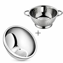 Kit Escorredor de Massas + Escorredor de Arroz Verduras Legumes em Aço Inox Kit Escorredor de Massas + Escorredor de Arroz Verduras Legumes em Aço Inox