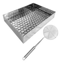 Kit Escorredor de Pastel e Fritura + Escumadeira- Aco Inox Kit Escorredor de Pastel e Fritura + Escumadeira- Aco Inox