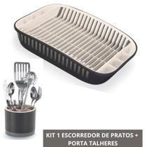 Kit Escorredor De Pratos + Porta Talheres Utensílios Cozinha