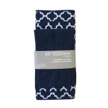 Kit Escorredor para Louças e 2 Panos de Microfibra Azul Marinho Jolitex