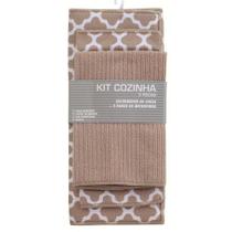 Kit Escorredor Para Louças e 2 Panos de Microfibra Bege Jolitex Kit Escorredor Para Louças e 2 Panos de Microfibra Bege Jolitex