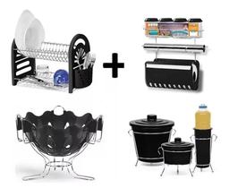 Kit Escorredor Pratos + Kit De Pia + Fruteira + Porta Condimento com Porta papel toalha Kit Escorredor Pratos + Kit De Pia + Fruteira + Porta Condimento com Porta papel toalha