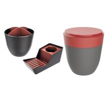 Kit Escorredor Talheres + Organizador Pia + Lixeira 2,5 Litros Cozinha Chumbo - Crippa Kit Escorredor Talheres + Organizador Pia + Lixeira 2,5 Litros Cozinha Chumbo - Crippa