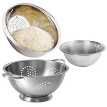 Kit Escorredores Multiuso Aço Inox Lavador de Arroz, Macarrão e Bowl - Lehavi Kit Escorredores Multiuso Aço Inox Lavador de Arroz, Macarrão e Bowl - Lehavi