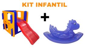 Kit Escorregado Playjunior infantil super divertido + 1 Gangorra anatômica dino super divertida para as crianças se div