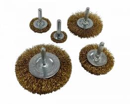 Kit Escova Aço Circular Com Haste 1/4 Pol. (63mm) 5 Peças