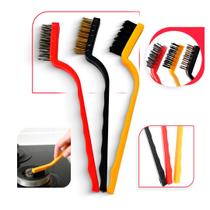 Kit Escova Aço Cobre Nylon Escovinha Multiuso Para Limpeza Profissional