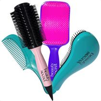 Kit Escova Alisamento Rosa Raquete Pente e magica Beauty