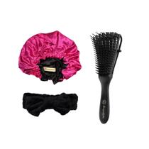 Kit Escova Basic + Touca de Cetim Adulto + Faixa HeadBand - Encaracolados Kit Escova Basic + Touca de Cetim Adulto + Faixa HeadBand - Encaracolados