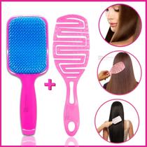 Kit Escova Cabelo Raquete + Escova Flex Vazada Cerdas Macias Desembaraçadora Todos os Tipos de Cabelo Liso Encaracolado Cacheado Kit Escova Cabelo Raquete + Escova Flex Vazada Cerdas Macias Desembaraçadora Todos os Tipos de Cabelo Liso Encaracolado Cacheado