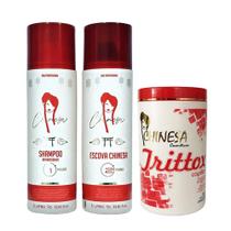 Kit Escova Chinesa + Trittox Argan Nova Embalagem 3x1000ml qualquer cor perfumada - Chinesa cosméticos