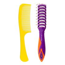 Kit Escova Condor Fluors Desembaraça Cabelo Molhado Escova Pente