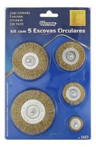 Kit Escova De Aço Circular C/ Haste 5 Pçs Furadeira Esmeril Kit Escova De Aço Circular C/ Haste 5 Pçs Furadeira Esmeril