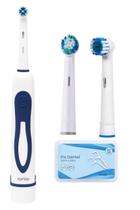 Kit Escova de Dente Elétrica Infantil Adulto Azul + 2 Refis Rotativa + 50 Fio Dental Kit Escova de Dente Elétrica Infantil Adulto Azul + 2 Refis Rotativa + 50 Fio Dental