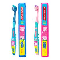 Kit Escova de Dente Infantil com Porta Escovas Escolar Peppa Pig Dentalclean Kit Escova de Dente Infantil com Porta Escovas Escolar Peppa Pig Dentalclean