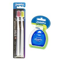 KIT Escova de Dente Pro 5700 Cerdas Blister 2un + Fio Dental 100m Premium JadePro