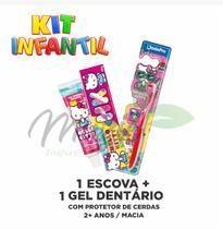 Kit Escova de Dentes Infantil Hello Kitty Cerdas Macias + Pasta de Dentes Hello Kitty Kit Escova de Dentes Infantil Hello Kitty Cerdas Macias + Pasta de Dentes Hello Kitty