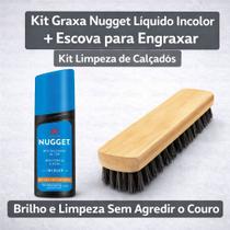 Kit Escova de Sapato Macia + Graxa Líquida Nugget Incolor 60ml