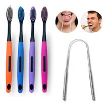 Kit Escova Dental Com Protetor E Limpador De Língua Inox Reutilizavel Kit Escova Dental Com Protetor E Limpador De Língua Inox Reutilizavel