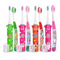Kit Escova Dental Infantil Elétrica + Manual + Capa protetor Estampa:Dino Kit Escova Dental Infantil Elétrica + Manual + Capa protetor Estampa:Dino