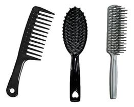 Kit Escova E Pente 3 Pcs Perola Jacaré Pente Desembaraçador Kit Escova E Pente 3 Pcs Perola Jacaré Pente Desembaraçador