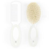 Kit Escova E Pente Cerdas Naturais Branco Pimpolho - 94964 Kit Escova E Pente Cerdas Naturais Branco Pimpolho - 94964