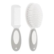 Kit Escova e Pente de Cabelo para Bebê Cerdas Macias Cinza Buba Kit Escova e Pente de Cabelo para Bebê Cerdas Macias Cinza Buba