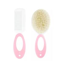 Kit Escova E Pente De Cabelo Para Bebê Cerdas Naturais Pimpolho Kit Escova E Pente De Cabelo Para Bebê Cerdas Naturais Pimpolho