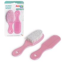 Kit Escova E Pente Para Bebe Cabelo Cerdas Macias Adoleta