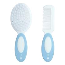 Kit Escova e Pente Para Bebe Pimpolho Azul