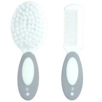 Kit Escova e Pente Para Bebe Pimpolho Cinza Kit Escova e Pente Para Bebe Pimpolho Cinza