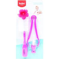 Kit escova e pinça para mamadeira Rosa Buba