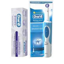 Kit Escova Elétrica Oral-B Vitality Precision Clean - 110v + Creme Dental Oral-B 3D White Perfection 102g